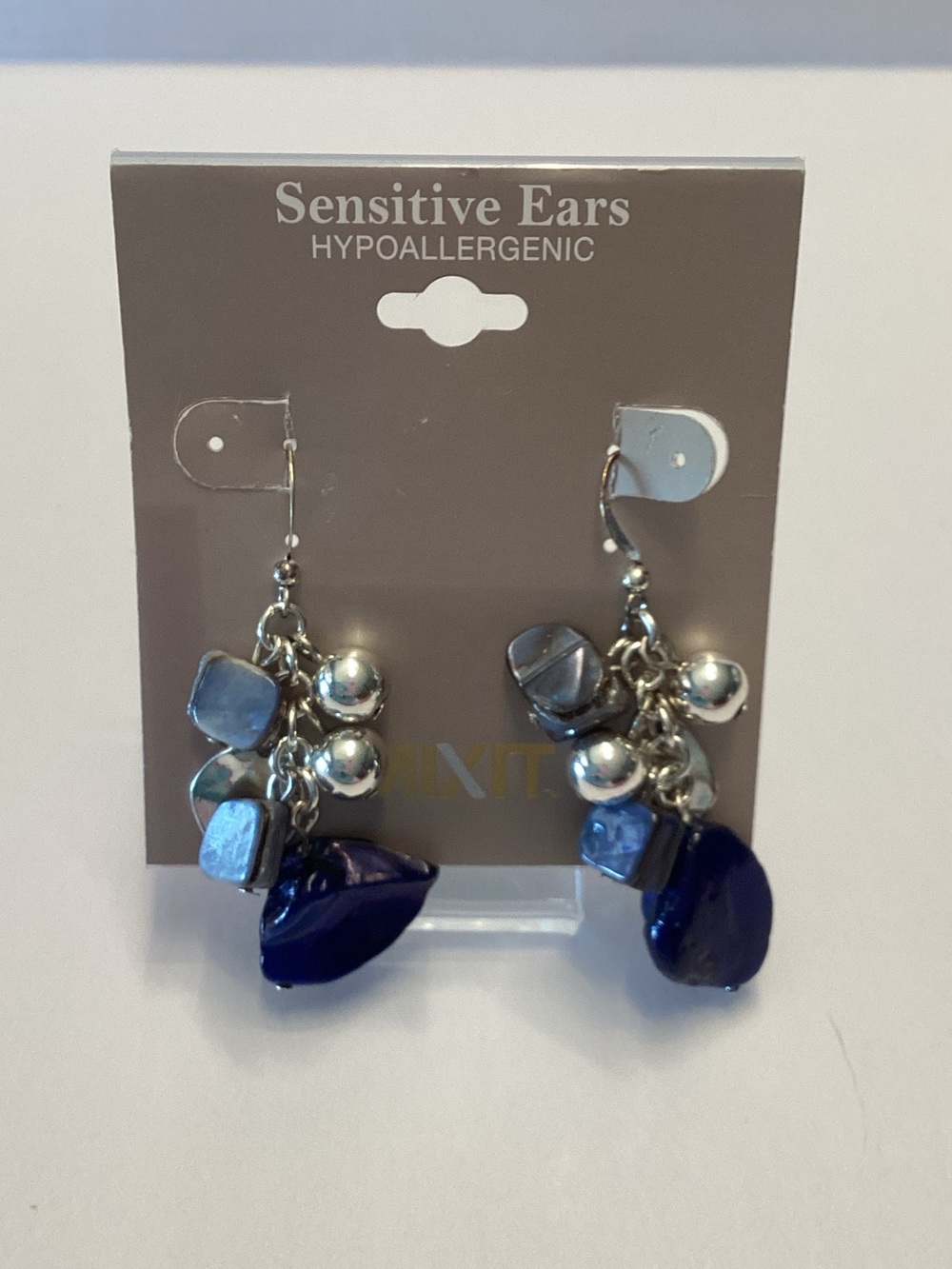 Mixit Navy and Silver Cluster Dangle Earrings